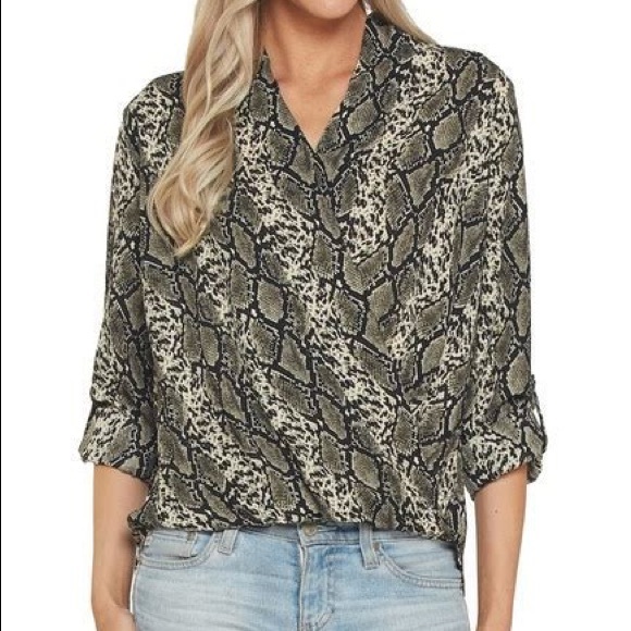 Pleione Tops - Pleione Snake Skin Wrap Top